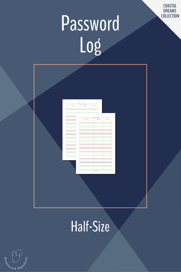 This half-size password log is a convenient way to keep track of all your login information.