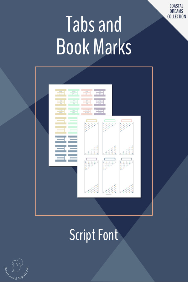 Printable tabs and bookmarks to match the 2020 Coastal Dreams collection with the script font. Use them to help organize your planner to make it easier to find the information you need quickly and efficiently.