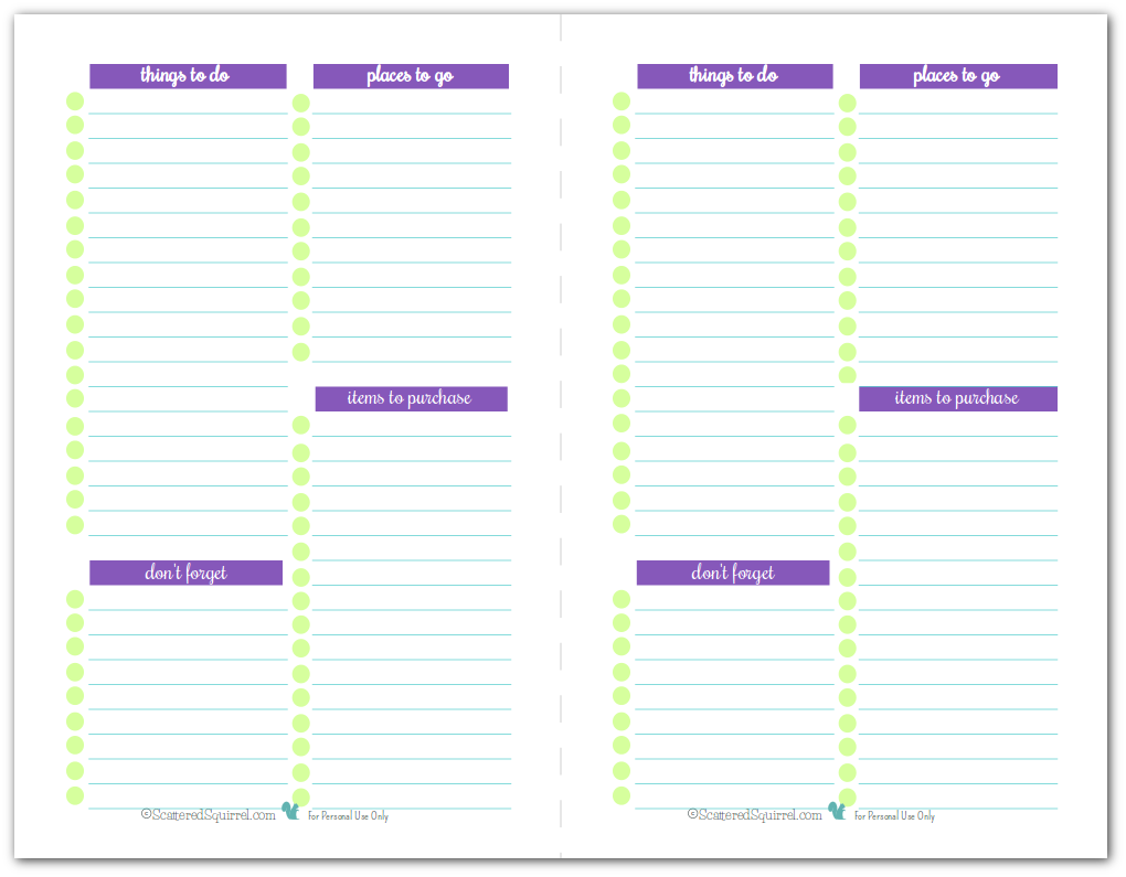 these half-size to do list printable pages are a great way to keep track of all the things you might need to remember to do or purchase. Print out a bunch and keep in your planner or home management binder, or stick on a mini clipboard and hang on the wall so you don't forget.