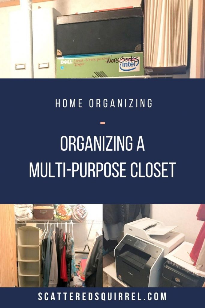 Do you have a hardworking closet in your home? We have one that needs to serve FIVE different purposes. Here's how I organized it.