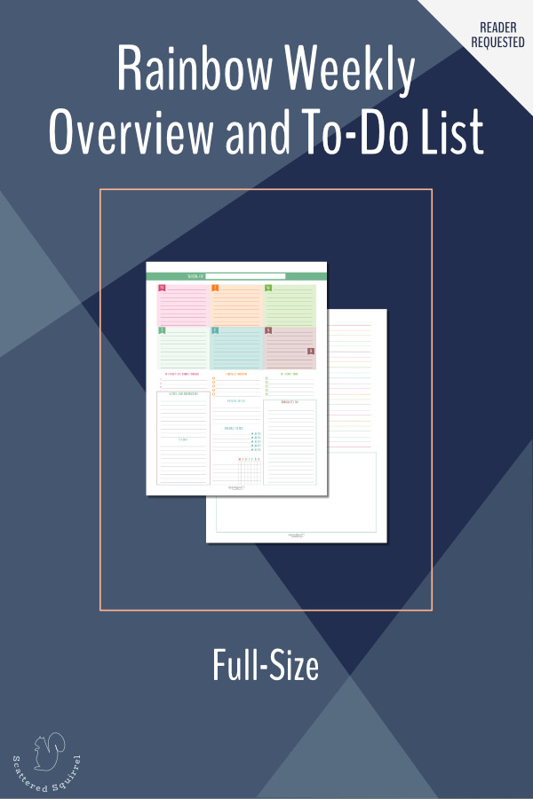 The full-size weekly overview and to-do list printable is a two-page spread. The weekly overview and structured lists are on one page and there is a notes/journals page for memory keeping, note-taking, or anything else you might want to use it for.