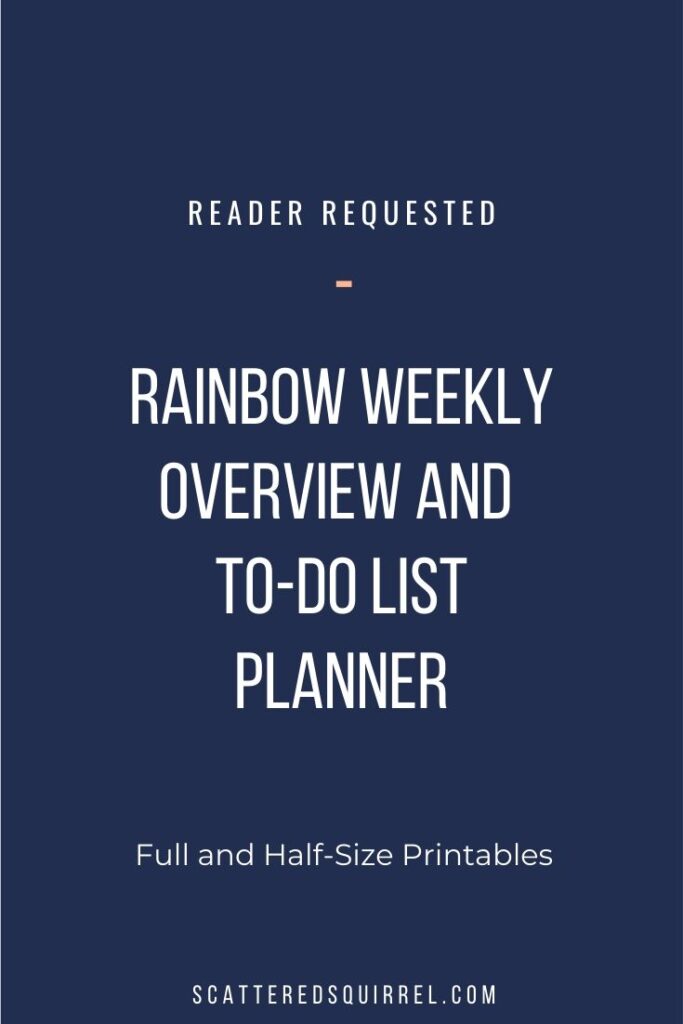 The rainbow weekly overview and to-do list planner is part of my reader requested printables series. This planner features a weekly overview section, structured to-do list, habit tracker, and a notes/journal page.