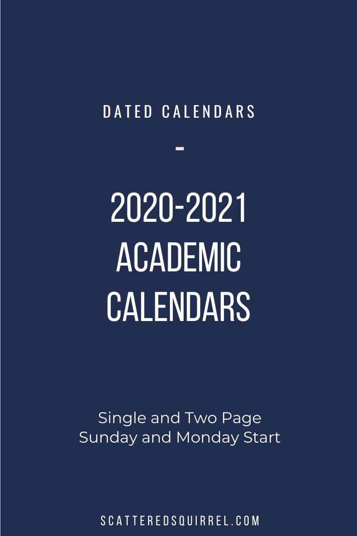 The 2020-2021 Academic Calendar Printables are Here!