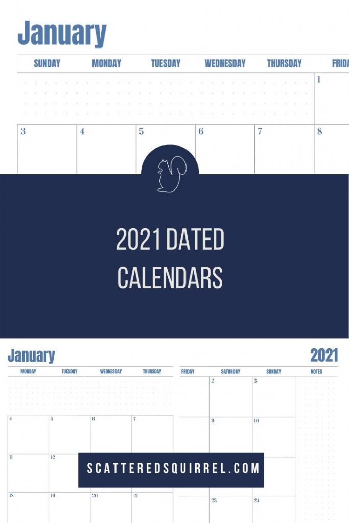 Scattered Squirrel 2021 Calendar | Free Letter Templates