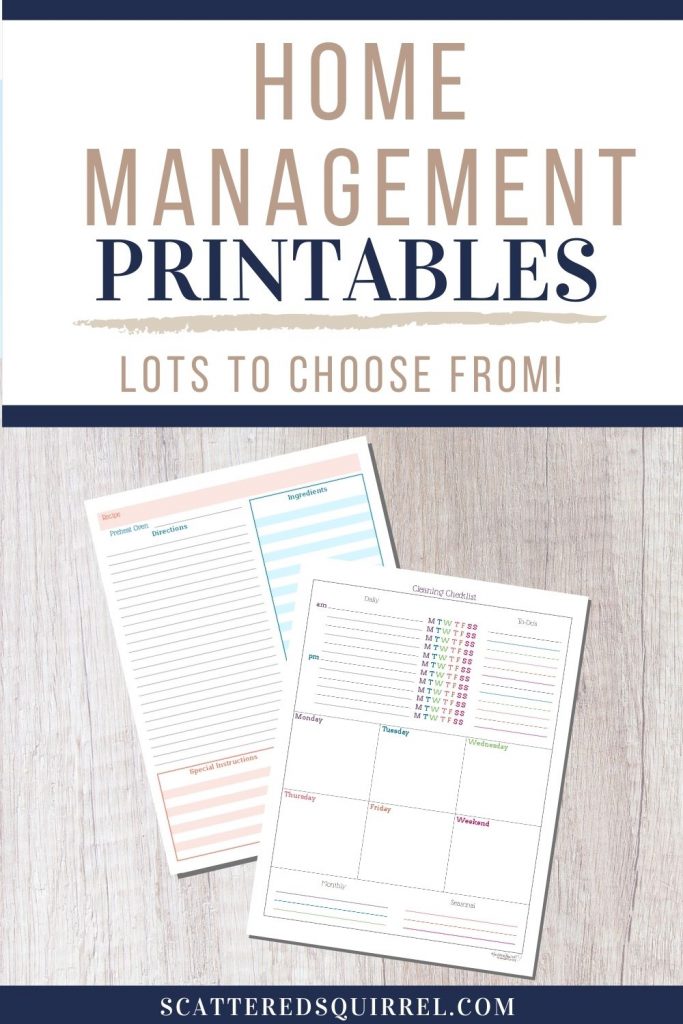 Home Management Free Printables