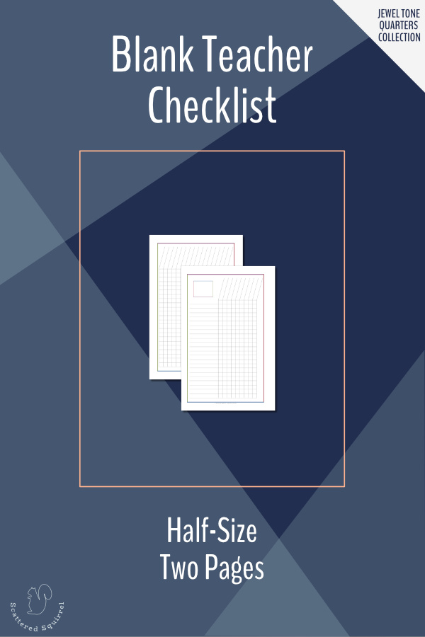 The teacher checklist is blank checklist designed to be used for tracking assignments, attendance, and anything else you might need to track. This set is half-size and features a two page checklist.