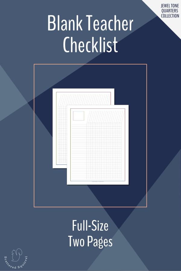 The teacher checklist is blank checklist designed to be used for tracking assignments, attendance, and anything else you might need to track. This set is full-size and features a two page checklist.