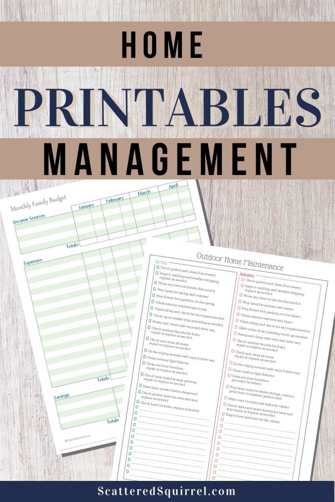 Home Management Free Printables