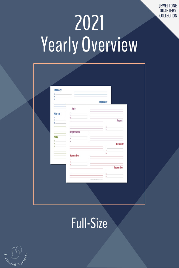 This yearly overview printable set is a great addition to your planner. Use it to map out monthly goals, set monthly priorities, plan projects, or just to keep reminders for when you're forward planning. There are a ton of different ways you can use this planner.