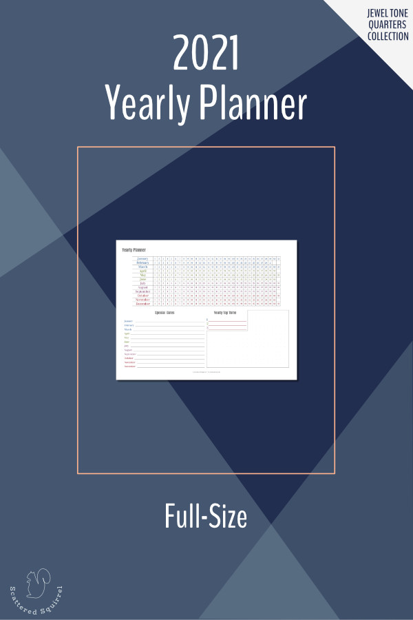 This yearly planner printable can be used in a variety of ways. Whether you want to map our holidays, school vacations, or use it a yearly tracker, the uses are endless.