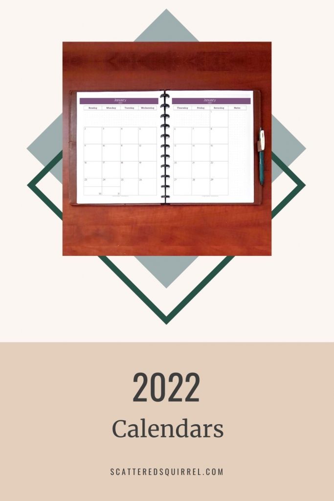 Do you need a 2022 Calendar? Here 12 options for you to choose from. Three different layout, in two different sizes with your choice of a Sunday or Monday start day. All ready to print and be added to your planner right now.