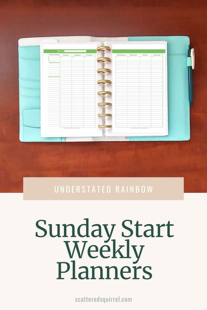 Weekly Admin Planner Inserts, Sunday Start