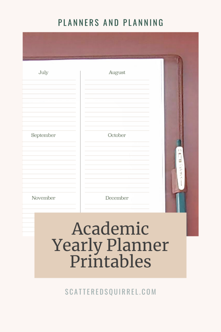 Academic Yearly Planner Printables For Long Term Planning - Scattered ...