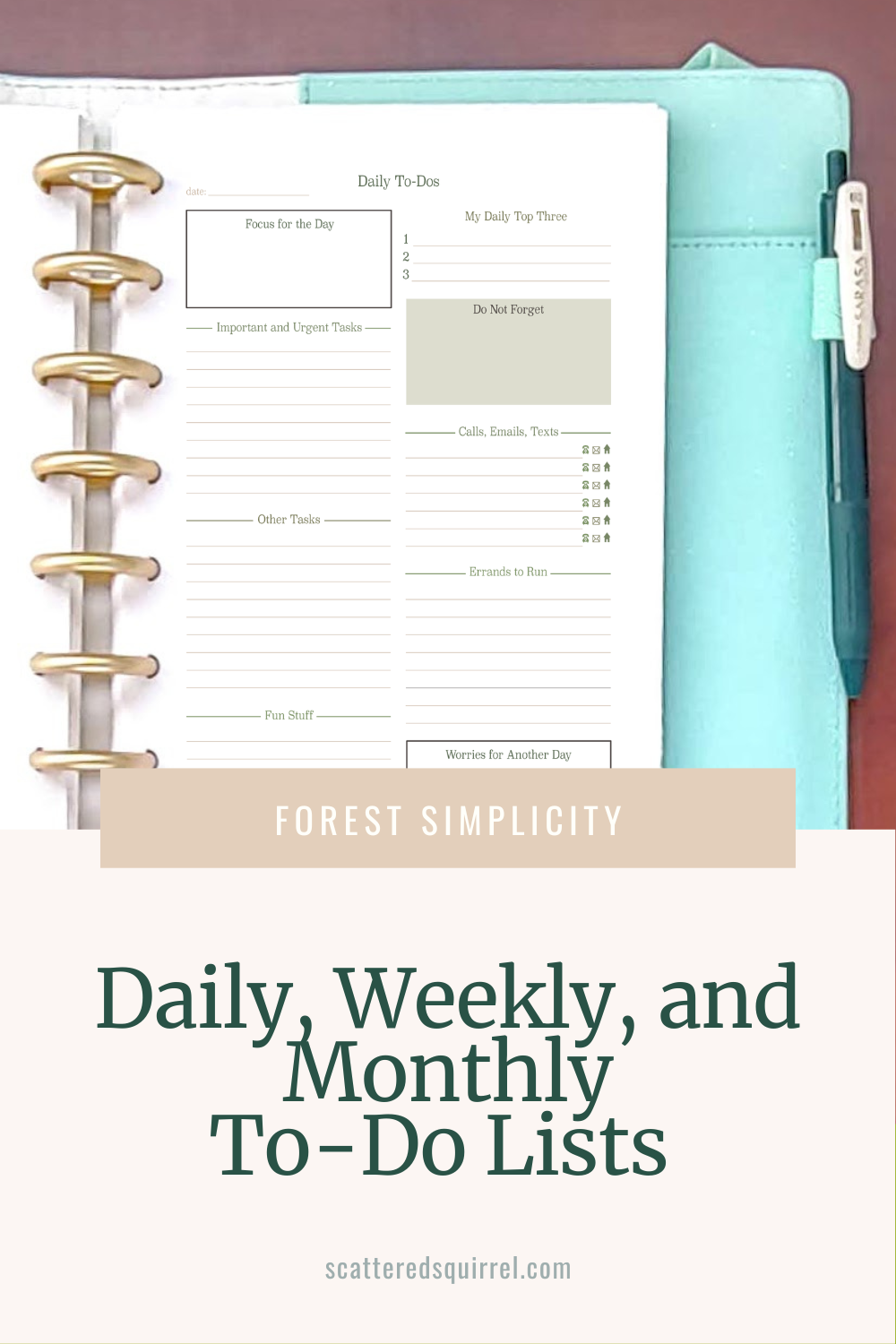 Structured To-Do Lists for Day, Week, or Month - Scattered Squirrel