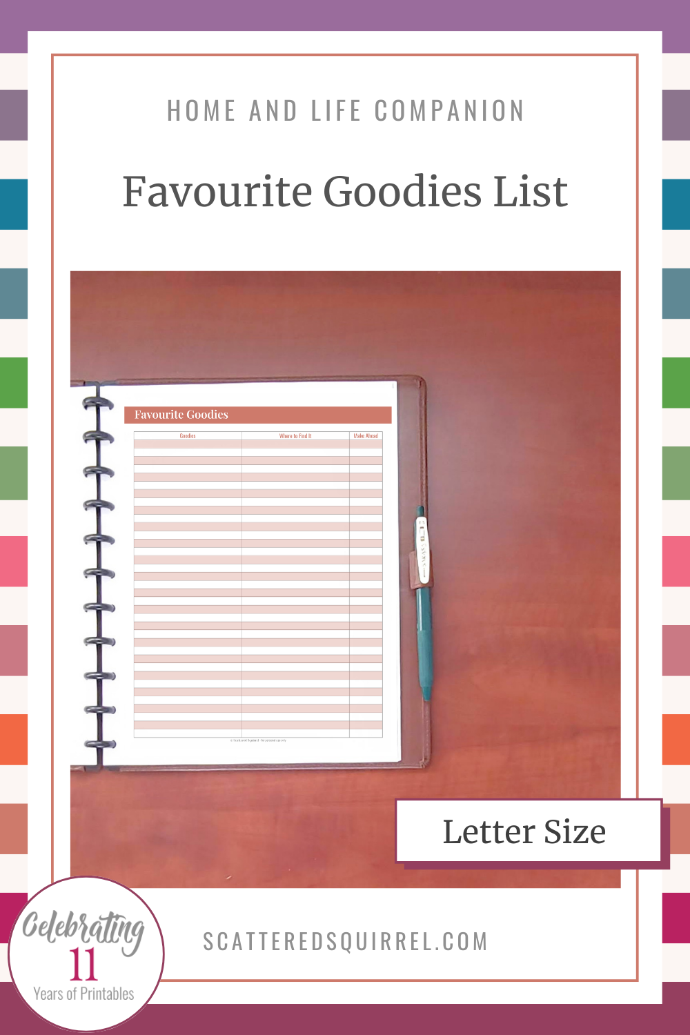 This image links to the Favourite Goodies List PDF. This letter size printable allows you too keep track of your favourite goodies, where the recipe, store, or restaurant is, and whether or not it can be made ahead of time.