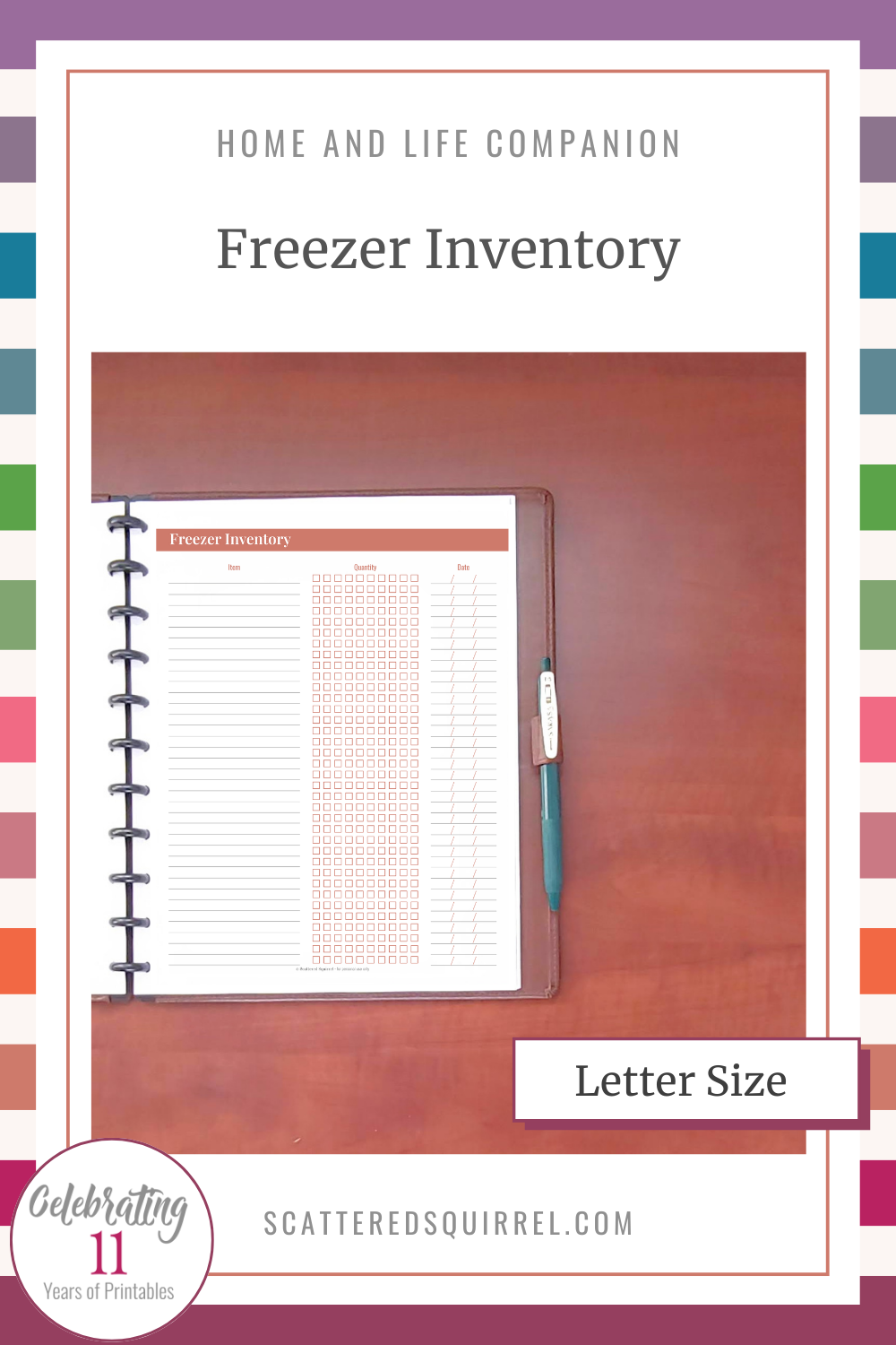 This image links to the Letter Size Freezer Inventory PDF printable.