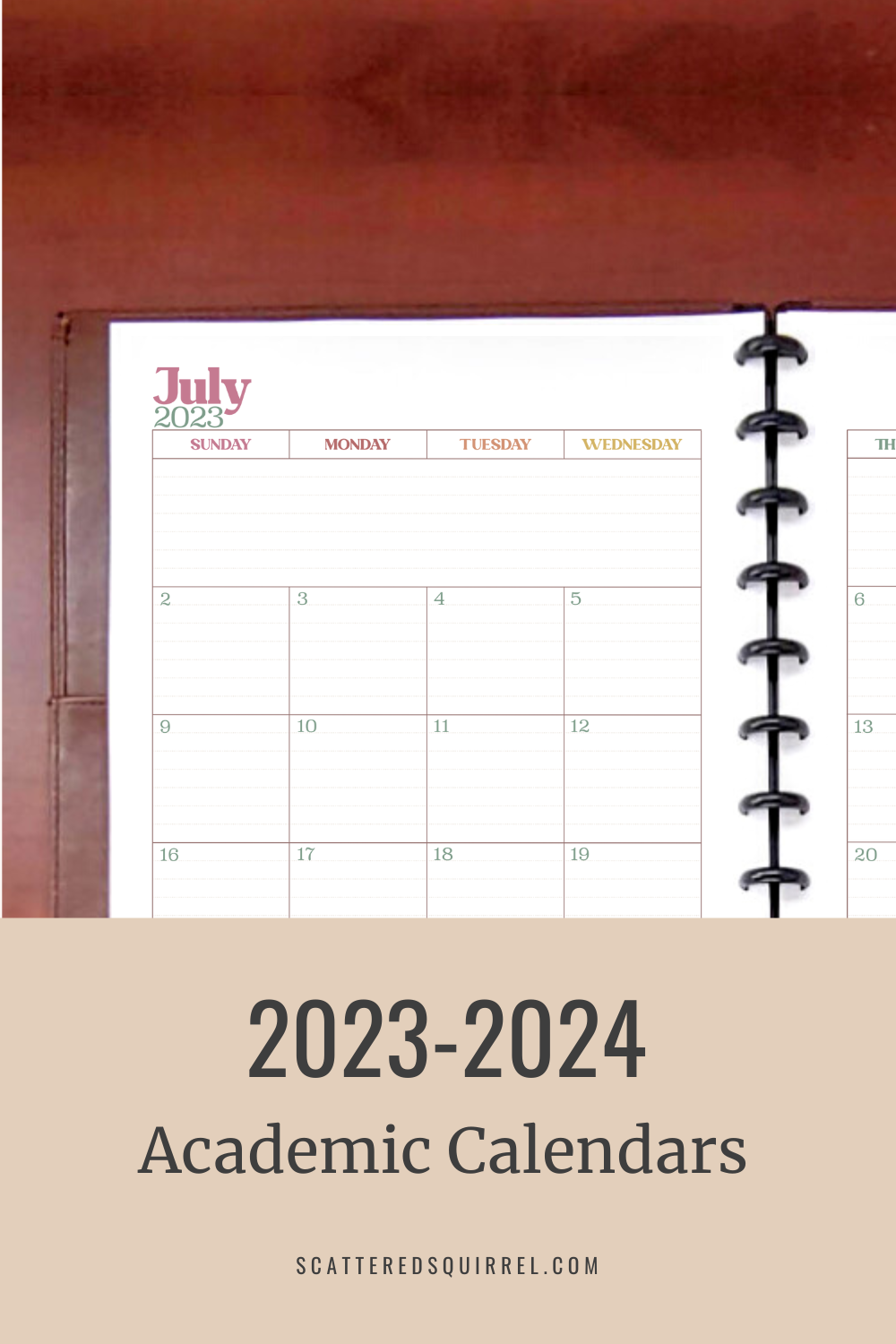 Free Printable Academic Calendars - Scattered Squirrel