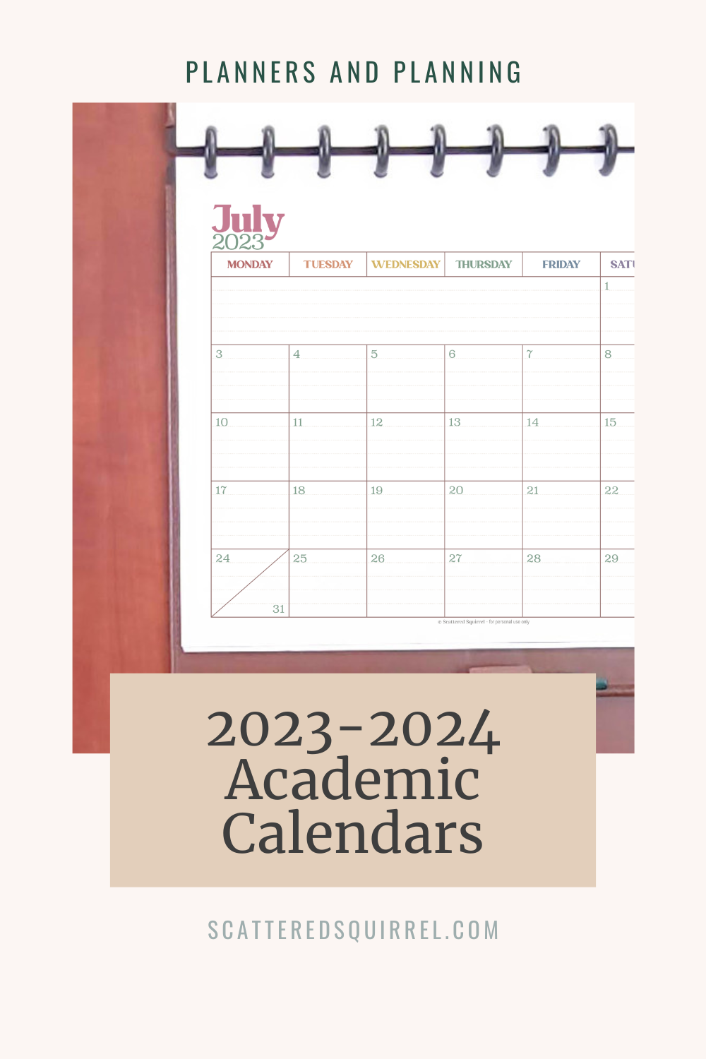 Calendar 2024 Printable One Page, 2023-2024 Monthly School, Academic, Blank  Calendar