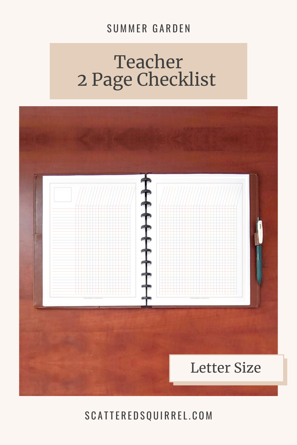 This image links to the letter size Teacher Two Page Checklist PDF from the Summer Garden Collection.