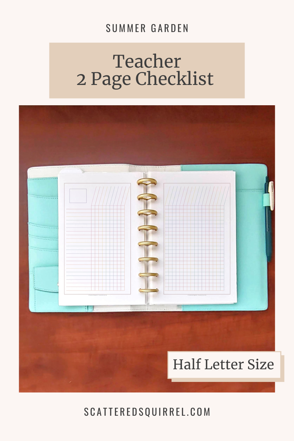 This image links to the half letter size Teacher Two Page Checklist PDF from the Summer Garden Collection.