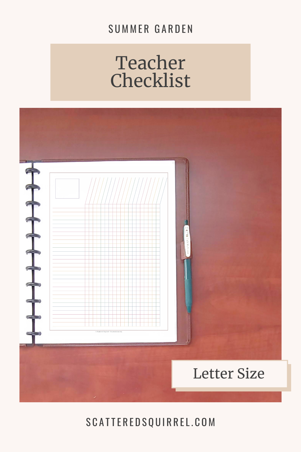 This image links to the letter size Teacher Checklist PDF from the Summer Garden Collection.