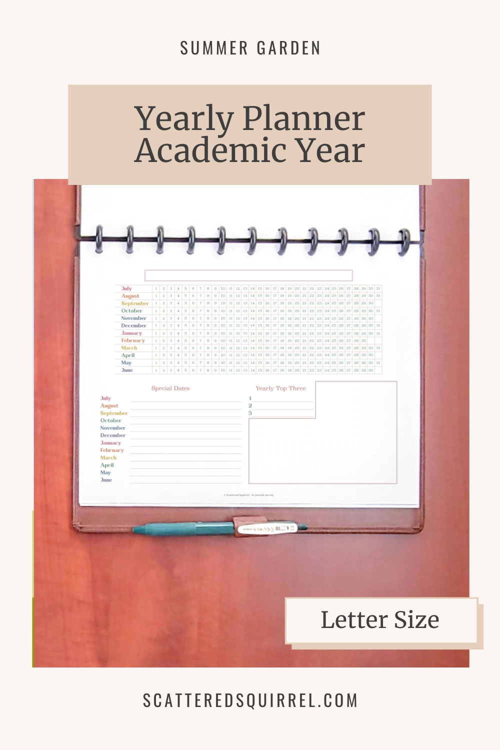 This image links to the letter size, SG Academic Yearly Planner printable PDF.