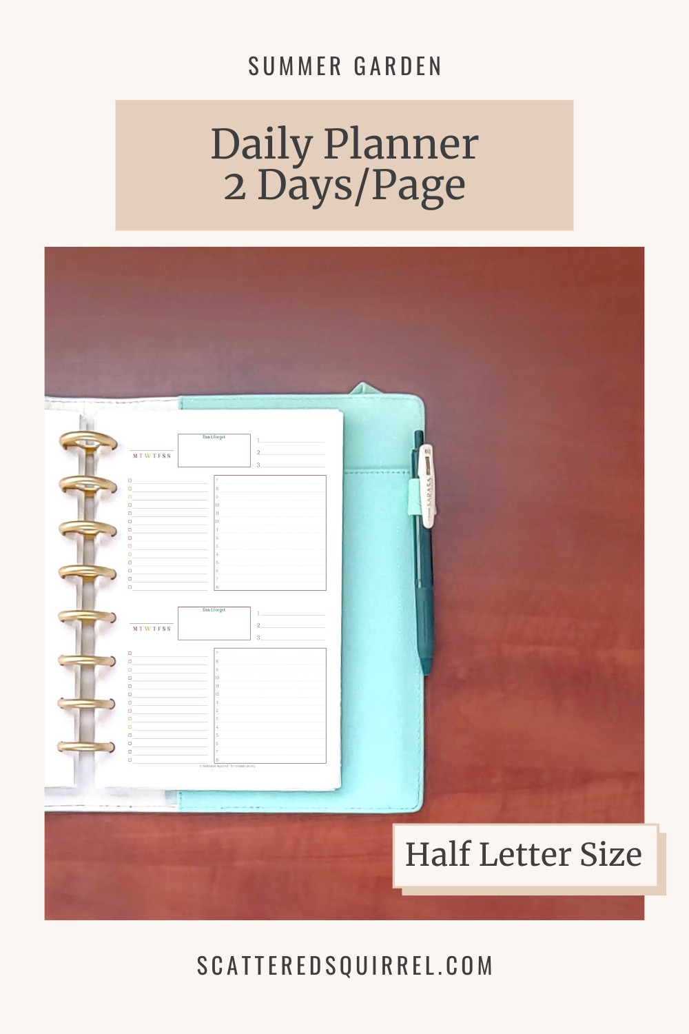 This image links to the half letter size SG Daily Planner 2 Days per Page PDF printable.