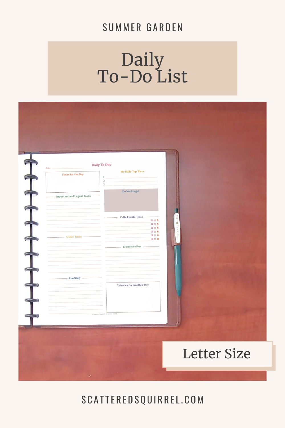 This image links to the letter size, SG Daily To-Do List printable PDF.