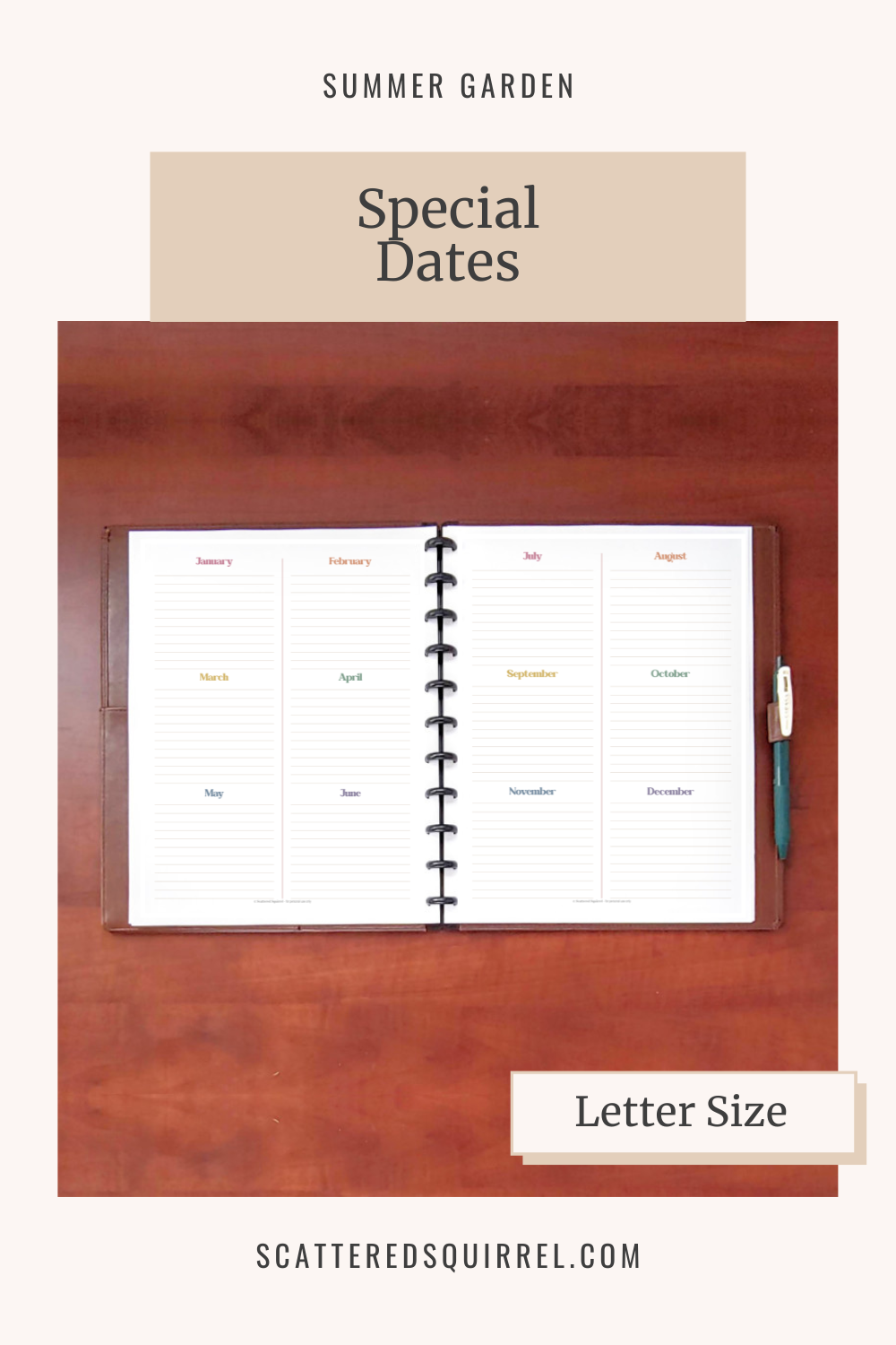 This image links to the letter size, SG Special Dates printable PDF.