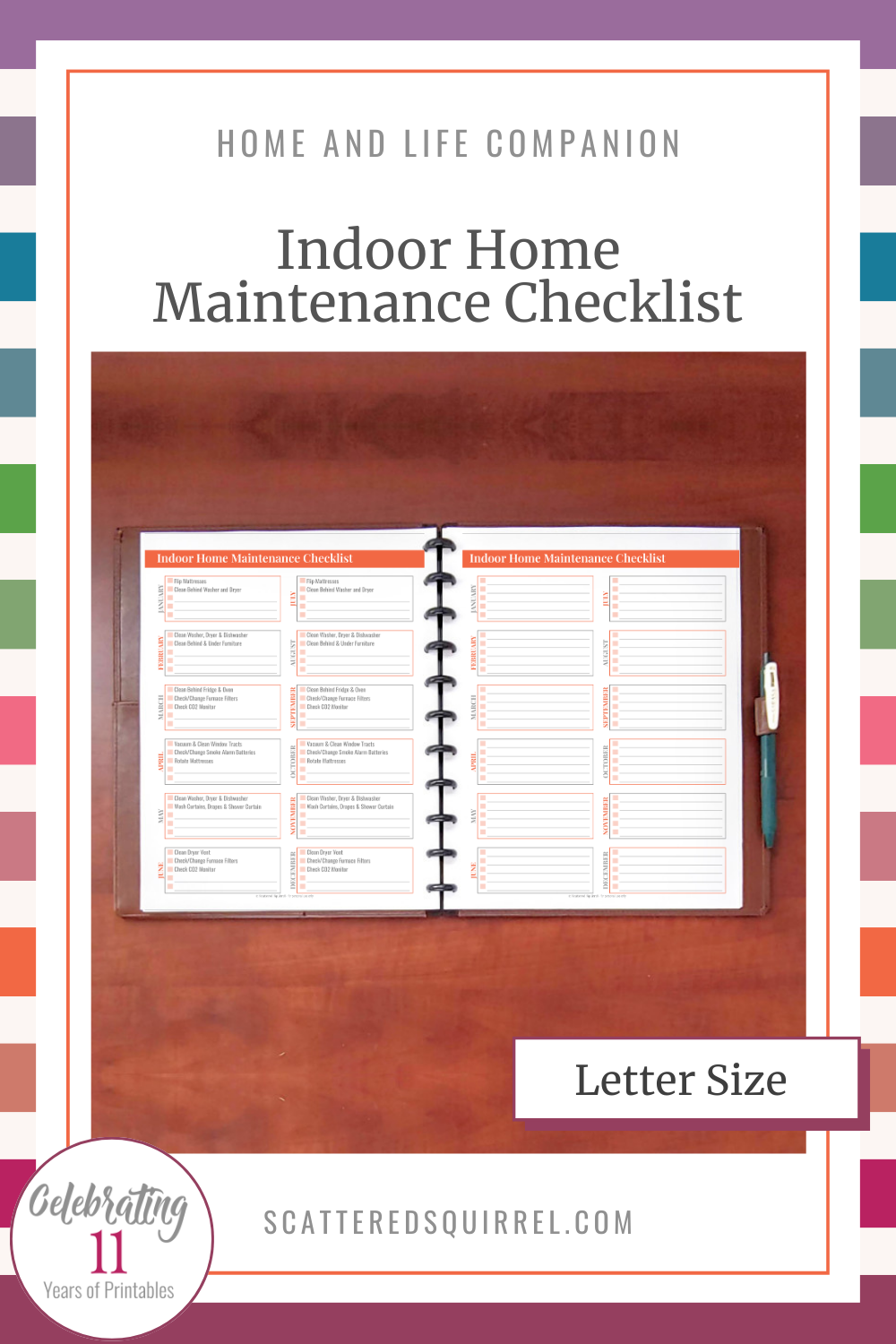 This image links to the letter size Indoor Home Maintenance Checklist printable PDF.