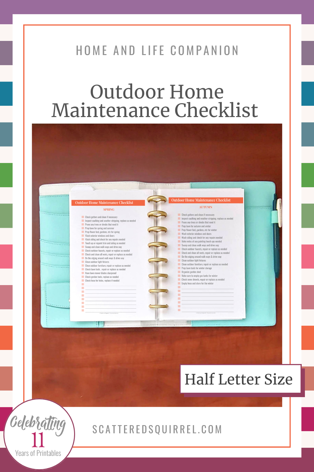 This image links to the half-letter size Outdoor Home Maintenance Checklist printable PDF.