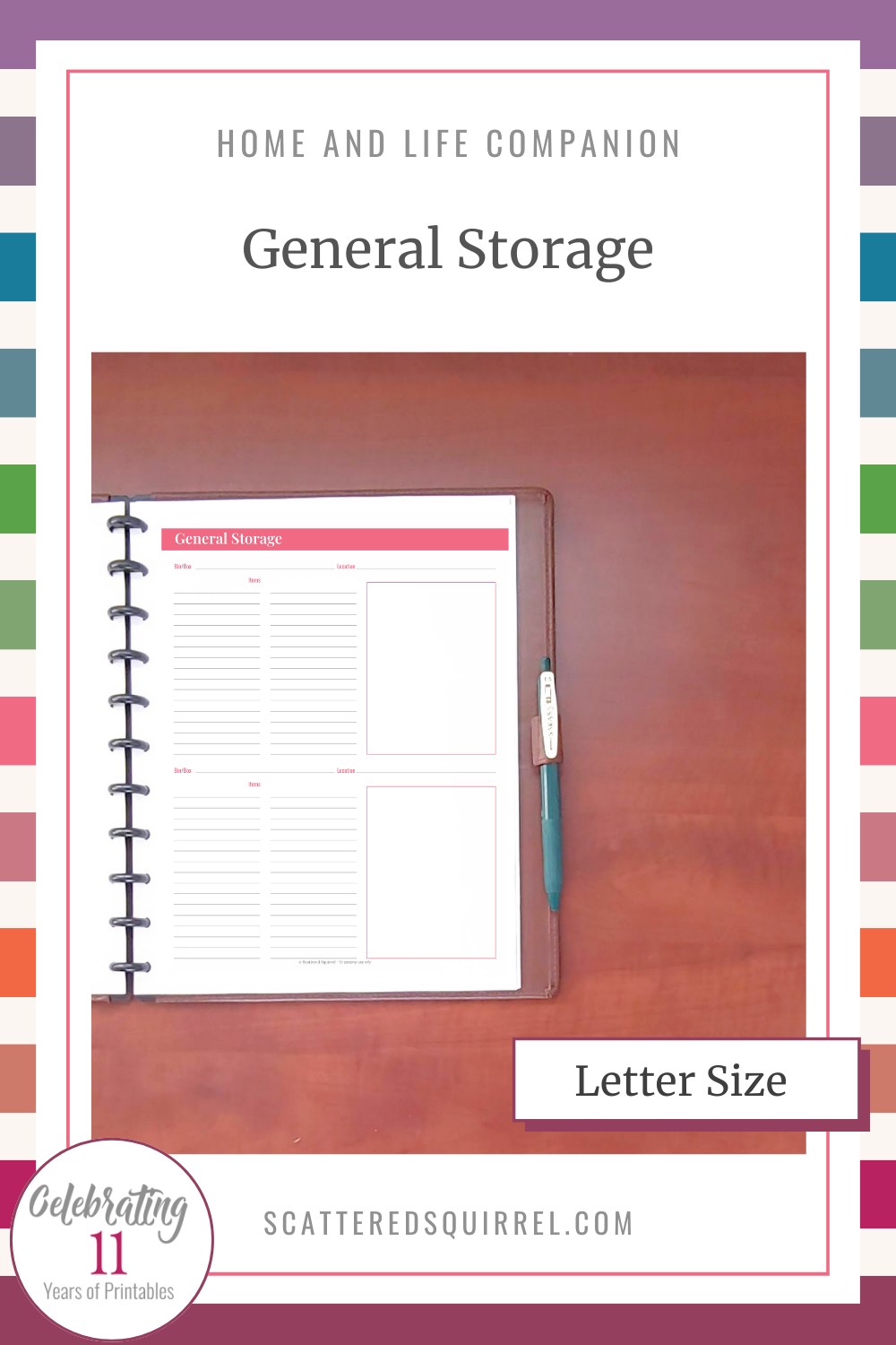 This image links to the letter size General Storage printable PDF.