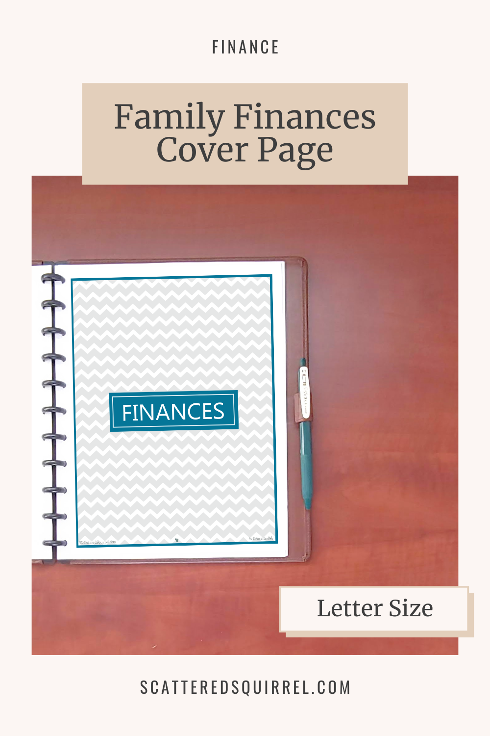 This image links to the letter size, Family Finances Cover Page printable PDF.