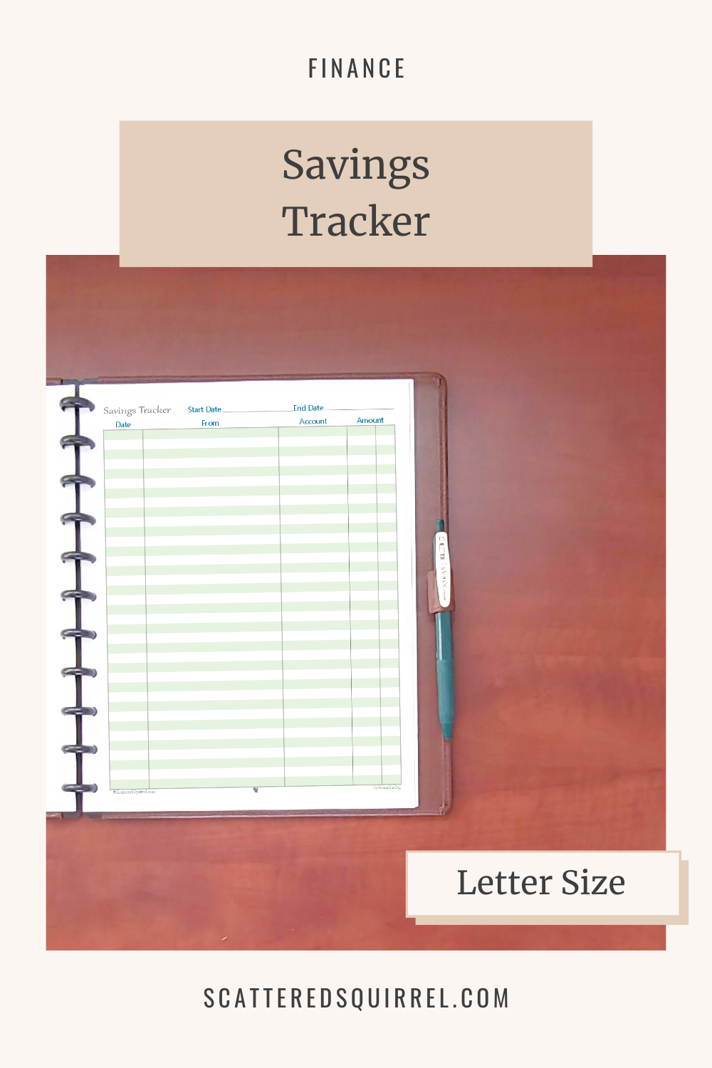 This image links to the letter size, Savings Tracker printable PDF