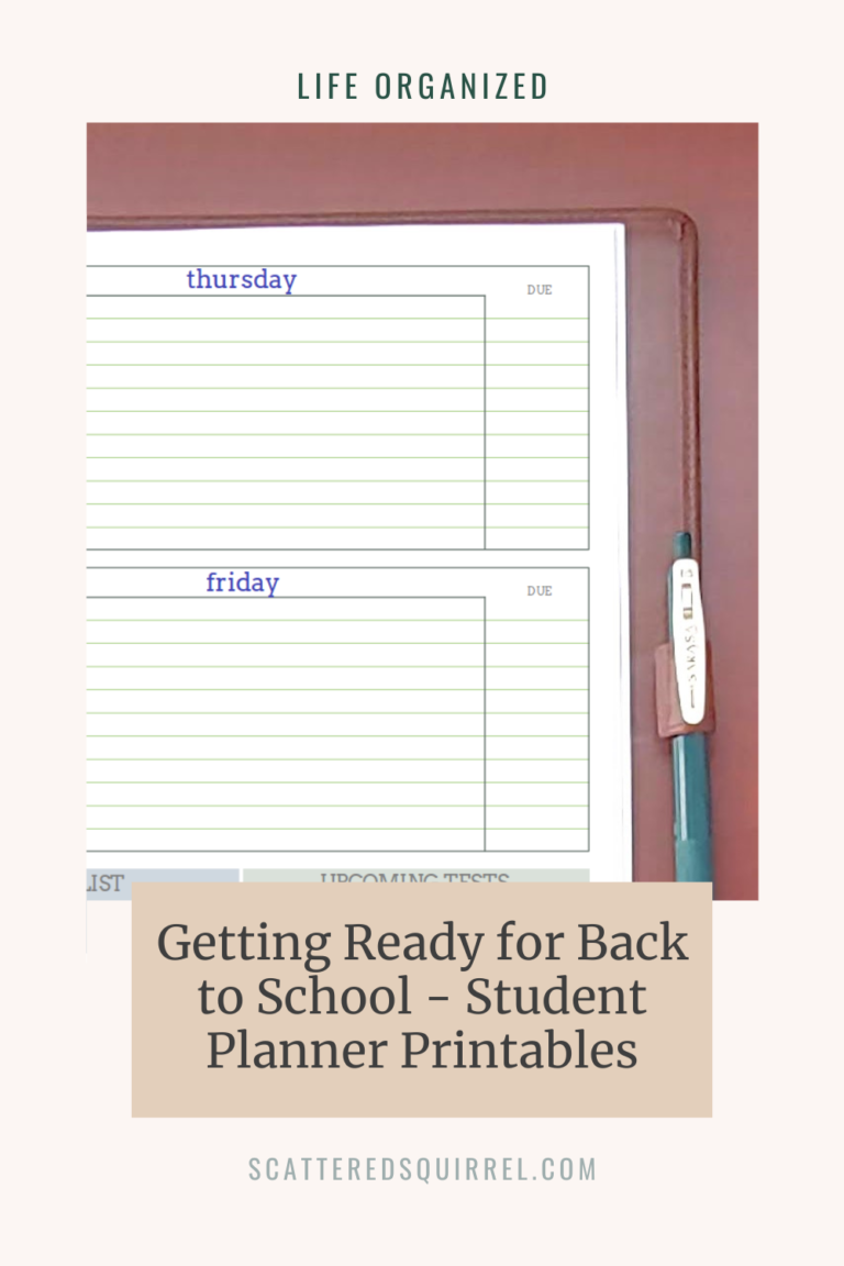 Getting Ready for Back to School - Student Planner Printables