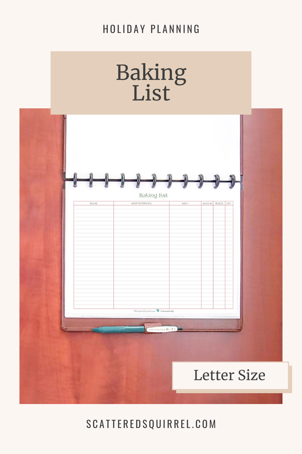 This image links to the letter size, Baking List pdf printable.