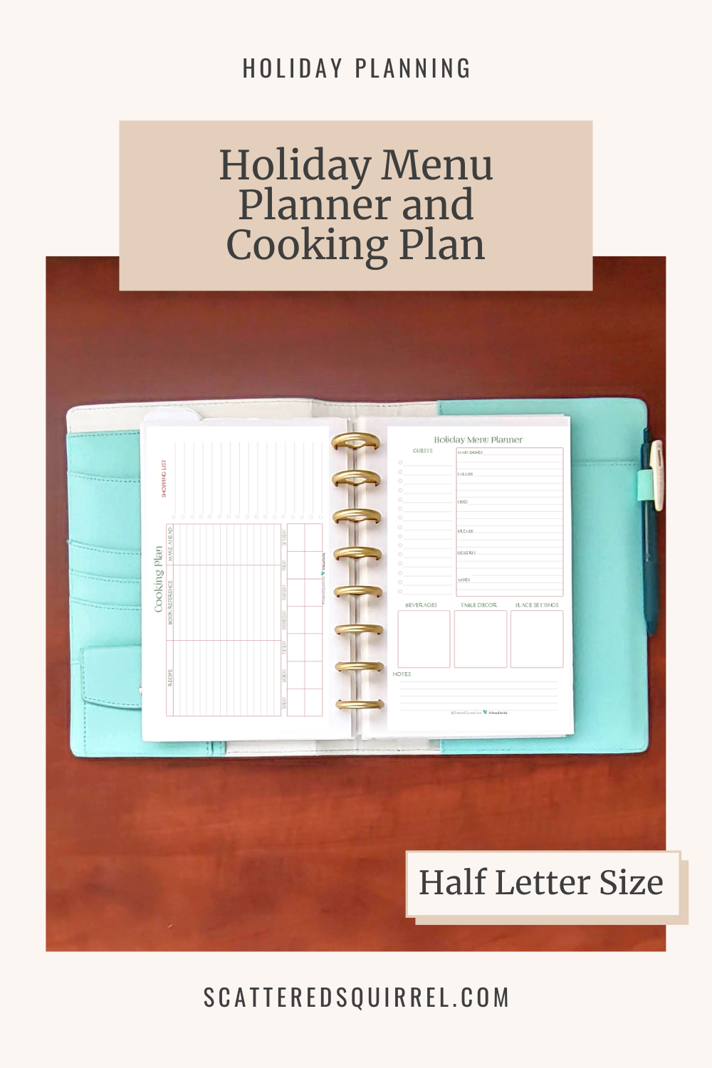 This image links to the half letter size, Holiday Menu Planner and Cooking Plan pdf printable.