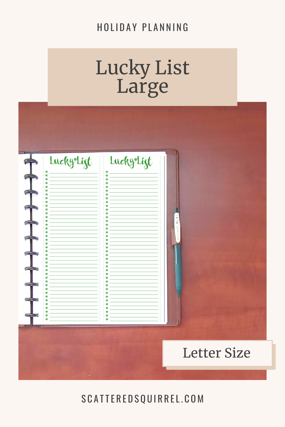 This image links to the Large Lucky List PDF printable.