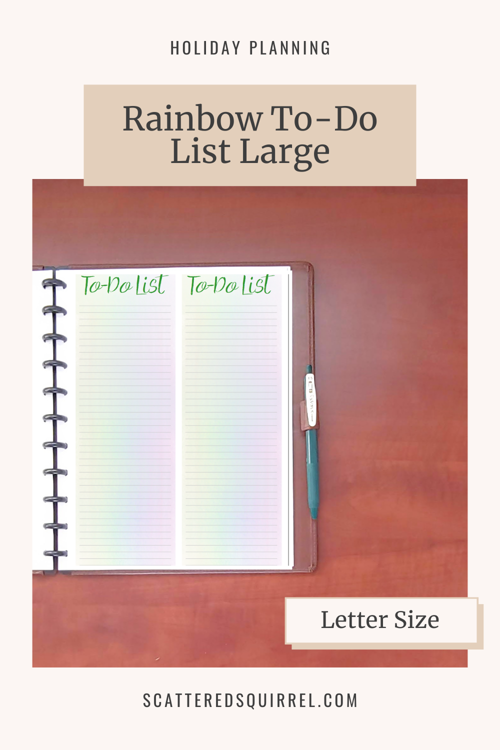 This image links to the Large Rainbow To-Do List PDF printable.