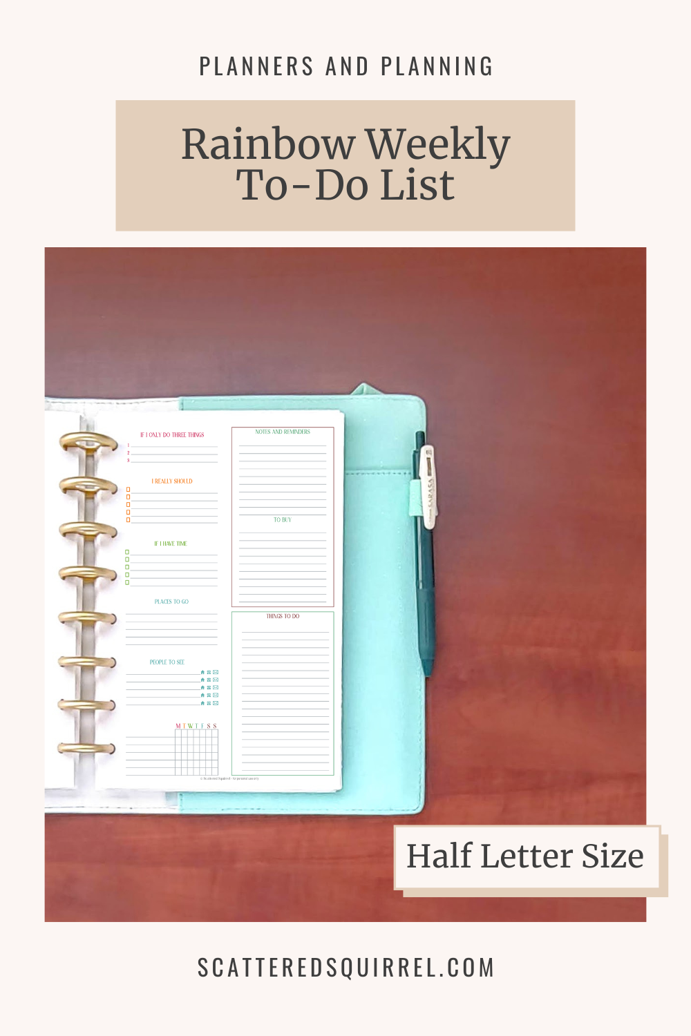 This image links to the half letter, Rainbow Weekly To-Do List Only printable PDF.