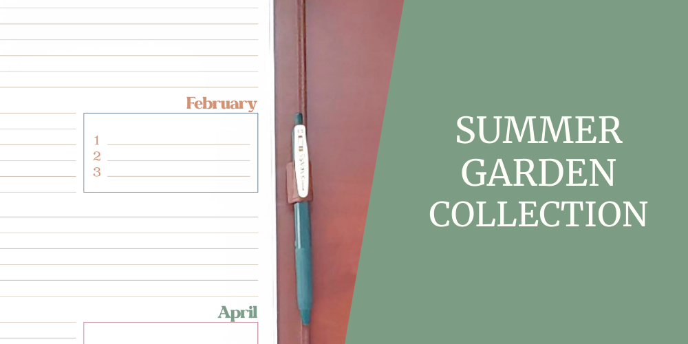 Title image that says Summer Garden Collection and includes a picture of a yearly planner. This image also links back to the Summer Garden Collection page.