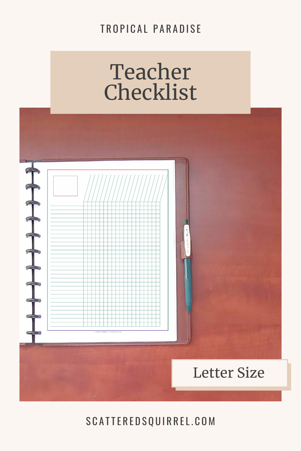 This image links to the letter size, Teacher Checklist printable PDF from the Tropical Paradise Collection.
