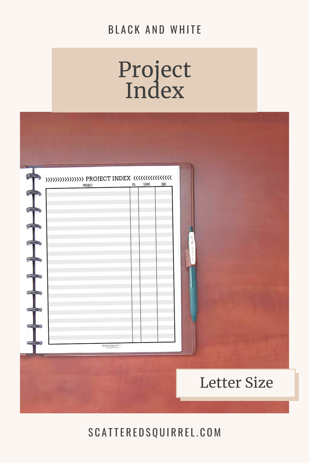 This image links to the letter size, Project Index printable PDF from the Black and White Collection.