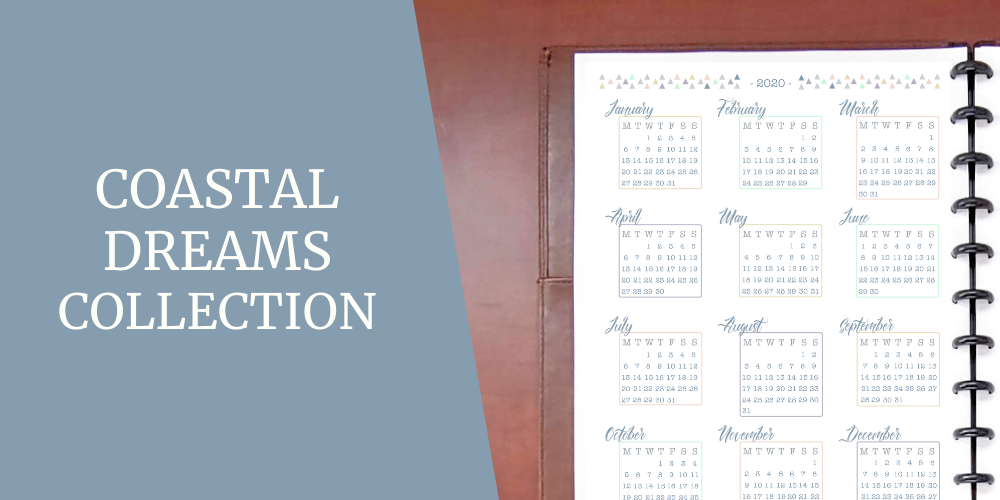 This is the title image for the Coastal Dream Collection of planner printables. In addition to be used on the collection page it is also used on other pages of this site to link back to this collection page.
