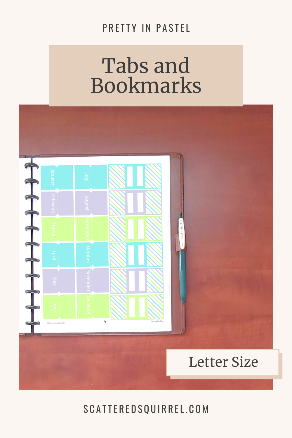 This image links to the Tabs and Bookmarks printable PDF from the Pretty in Pastel Collection.