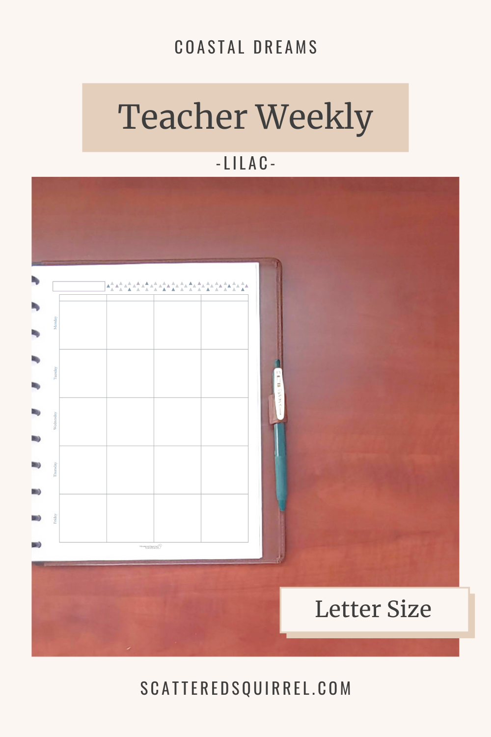 This image links to the letter size Teacher Weekly printable PDF in the colour Lilac from the Coastal Dreams Collection.