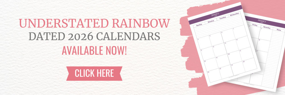 This image is a banner, letting readers know that they can click to go check out the new dated calendars for the Understated Rainbow Collection. This image links to Scattered Squirrel Stationery on Fourth Wall