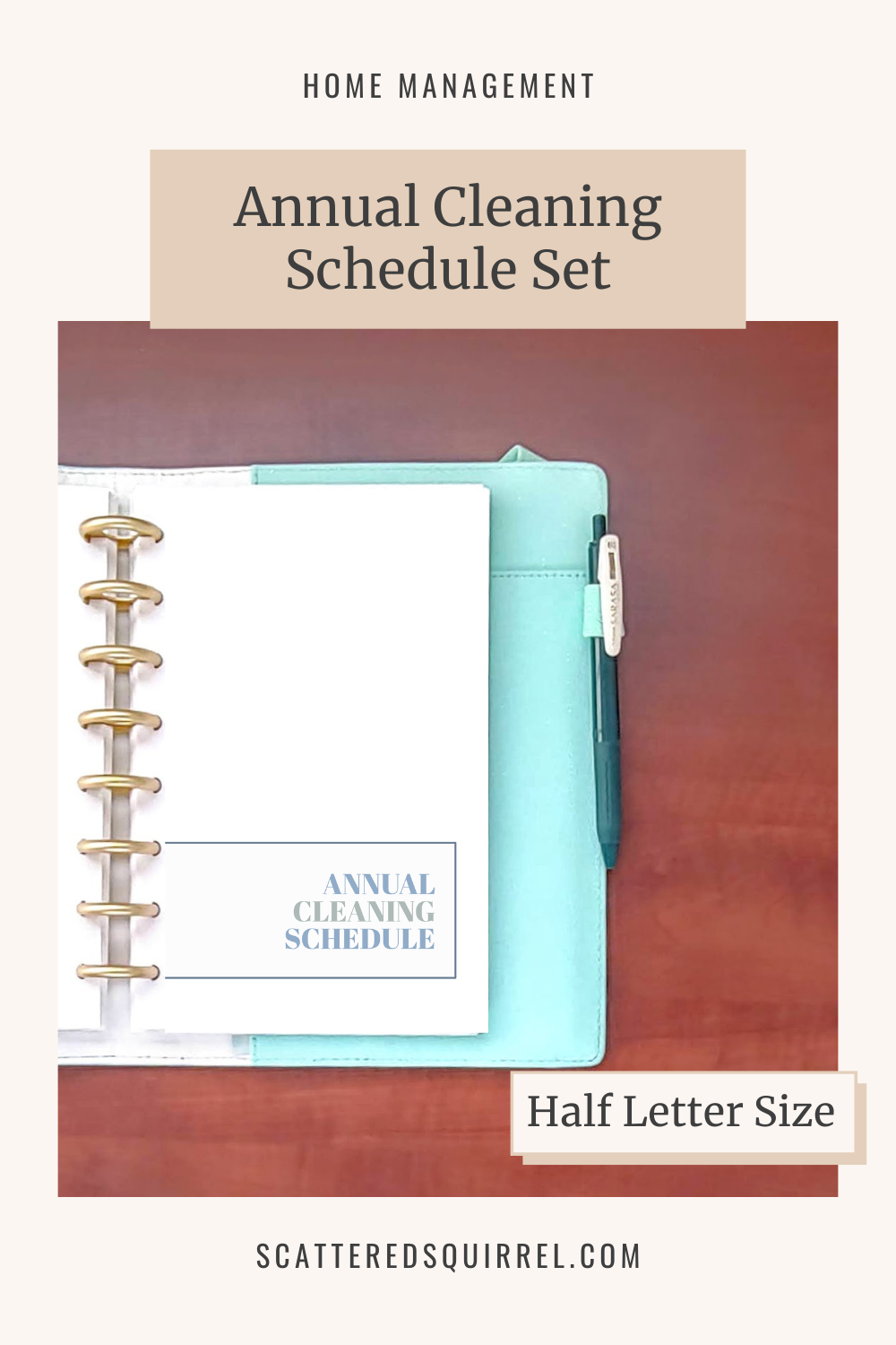 This image shows the cover page for the Half Letter Complete Annual Cleaning Schedule and links to the PDF so that readers can easily access a copy.