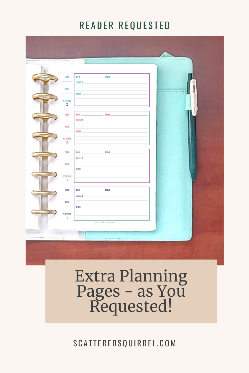 This is the feature image for the post "Extra Planning Pages as You Requested!" When it shows up outside the post it will link back to the post.