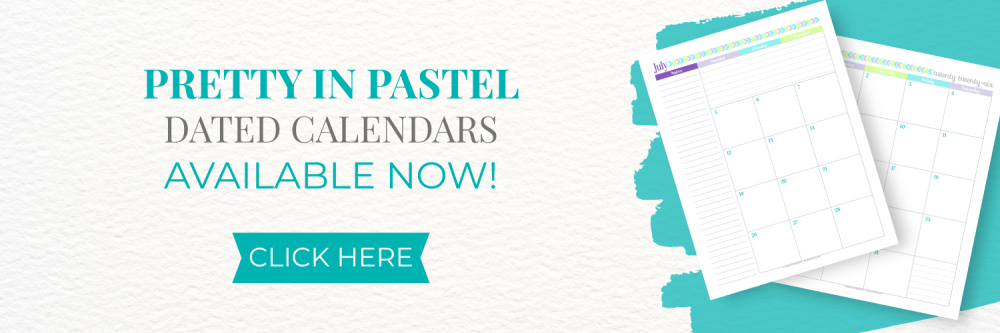 This image is a banner, letting readers know that they can click to go check out the new dated calendars for the Pretty in Pastel Collection. This image links to Scattered Squirrel Stationery on Fourth Wall